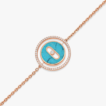 [Eternal jewelry]LUCKY MOVE TURQUOISE PINK GOLD DIAMOND BRACELET