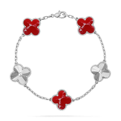 [Eternal Jewelry]CLOVER 5 MOTIF RED PATTERN BRACELET COLLECTION