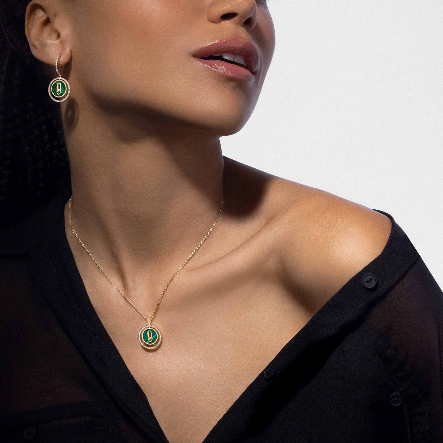 [Eternal jewelry]LUCKY MOVE 1 DIAMOND MALACHITE GOLD DIAMOND NECKLACE