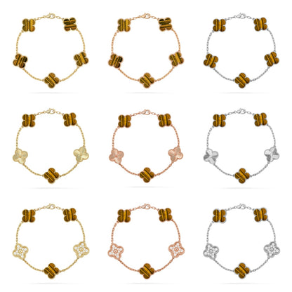 [Eternal Jewelry] CLOVER 5 MOTIFS TIGER EYE BRACELET COLLECTION