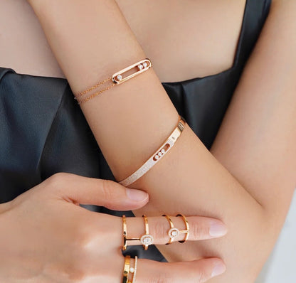 [Eternal jewelry]Move Noa Rose Gold Pavé Diamond Bangle Bracelet