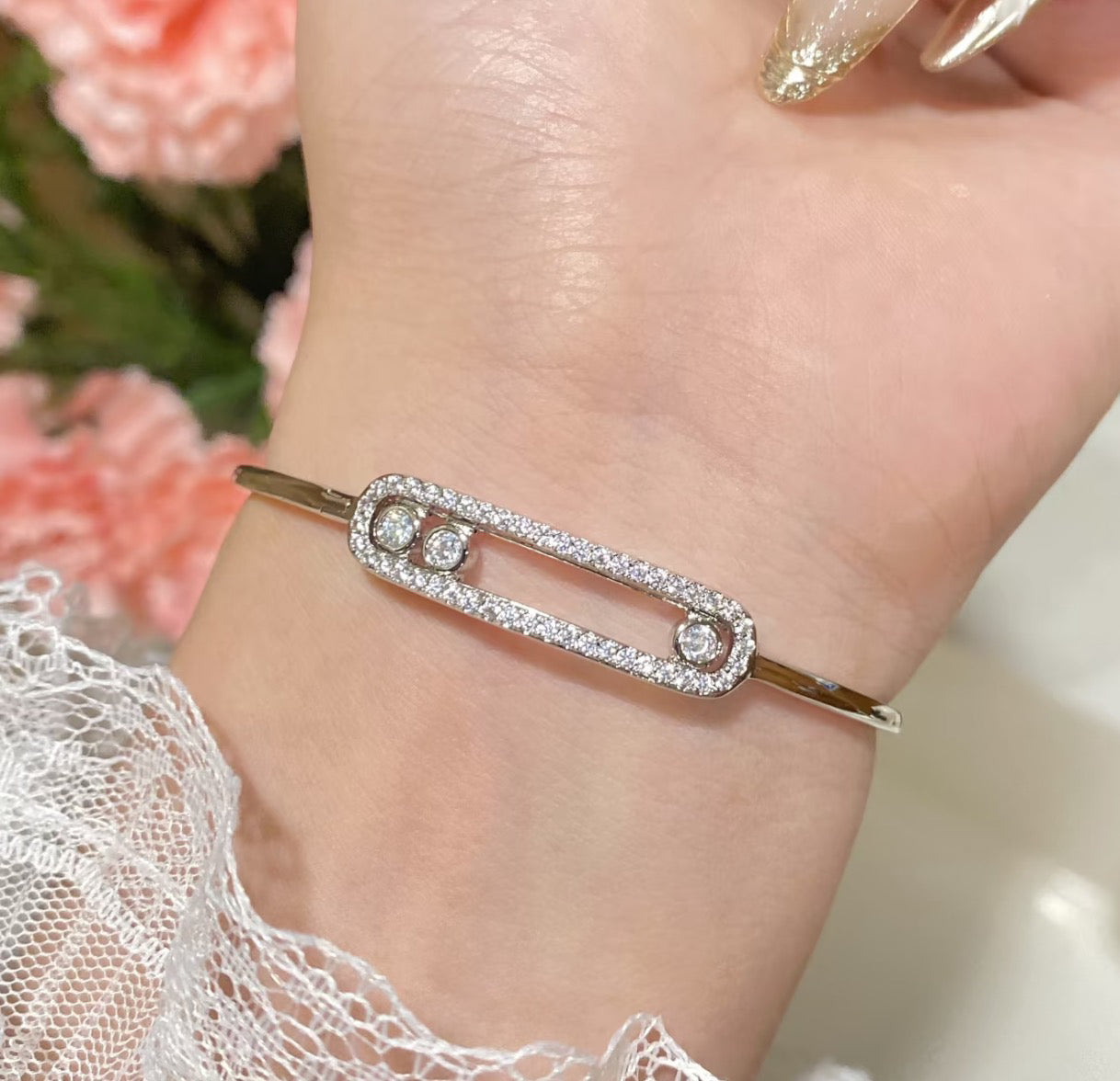 [Eternal jewelry]Move Pavé Diamond Bangle Bracelet M