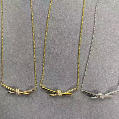 [Eternal Jewelry]T House Diamond-Studded Knot Necklace