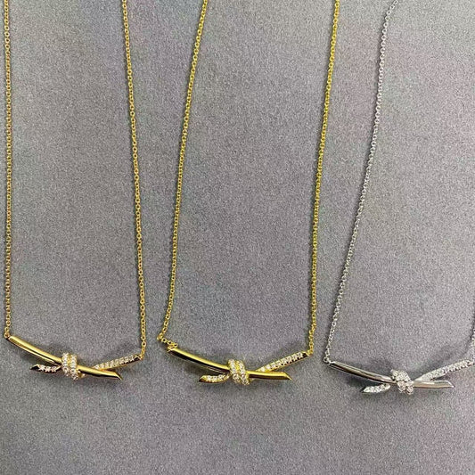 [Eternal Jewelry]T House Diamond-Studded Knot Necklace