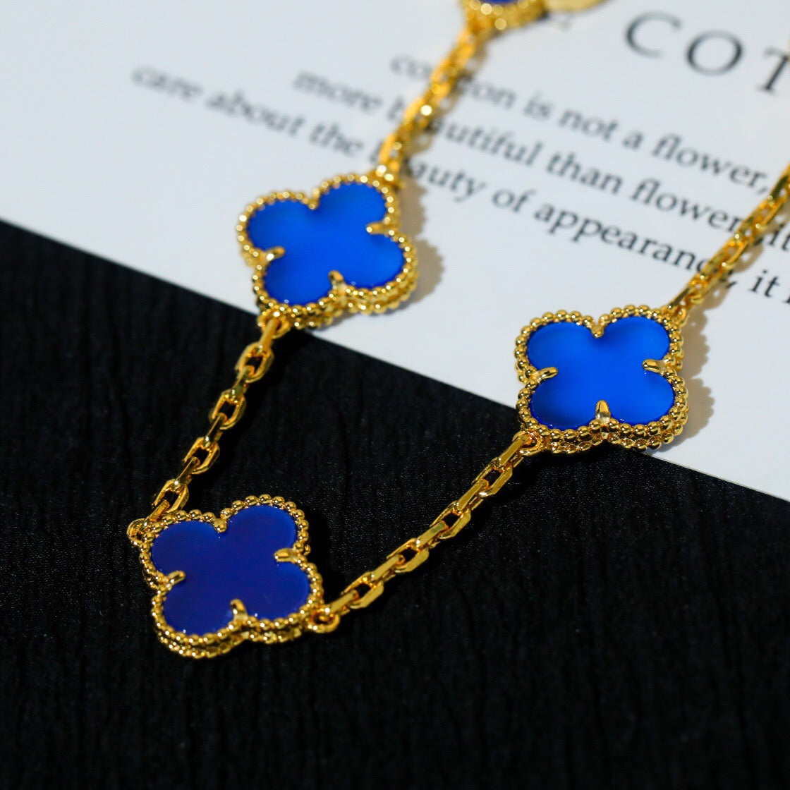 [Eternal Jewellery] Four-Leaf Clover Five Elements Blue Chalcedony Bracelet