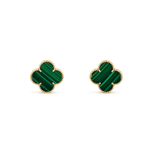 [Eternal Jewelry]CLOVER MINI 9.5MM MALACHITE  EARRINGS