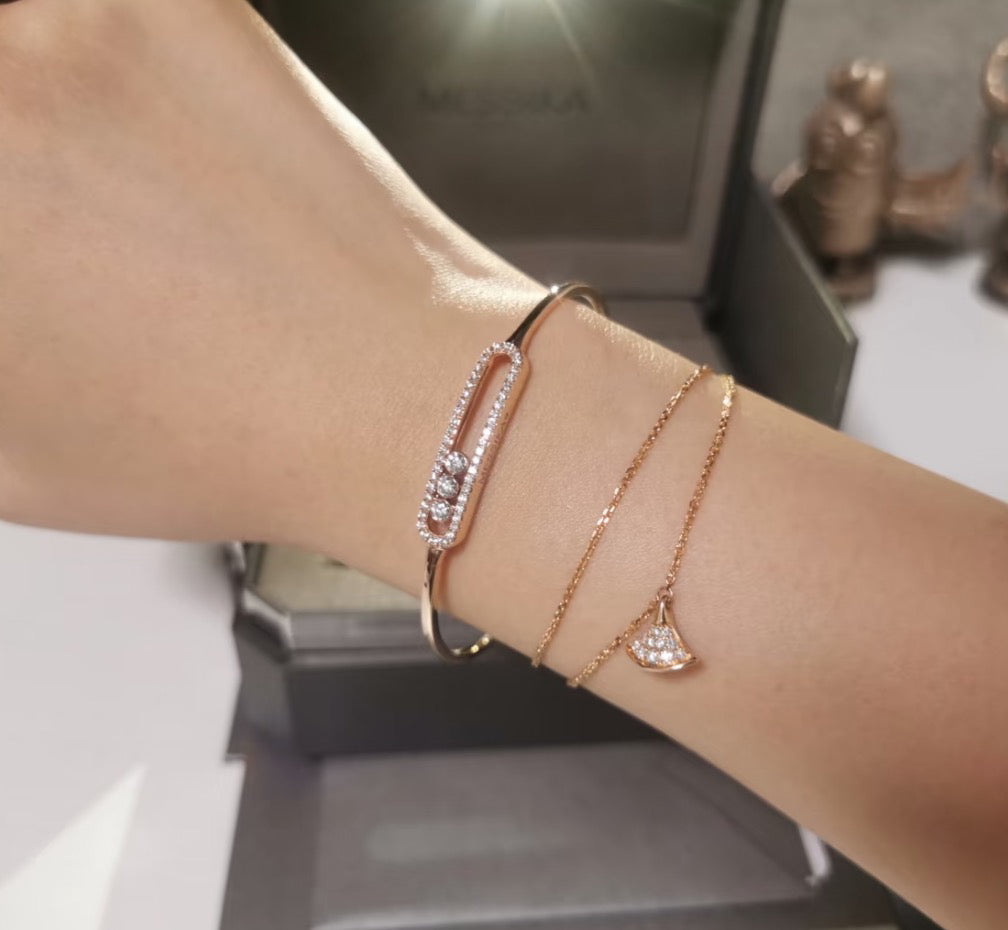 [Eternal jewelry]Move Pavé Diamond Bangle Bracelet M