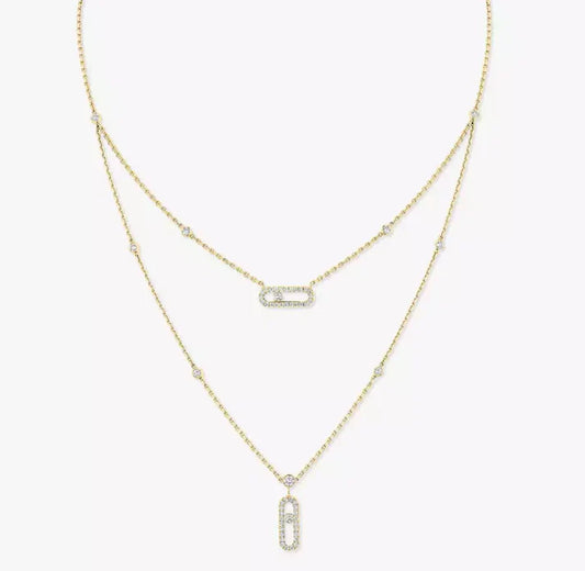 [Eternal jewelry] MS Double-Circle Full-Diamond Necklace