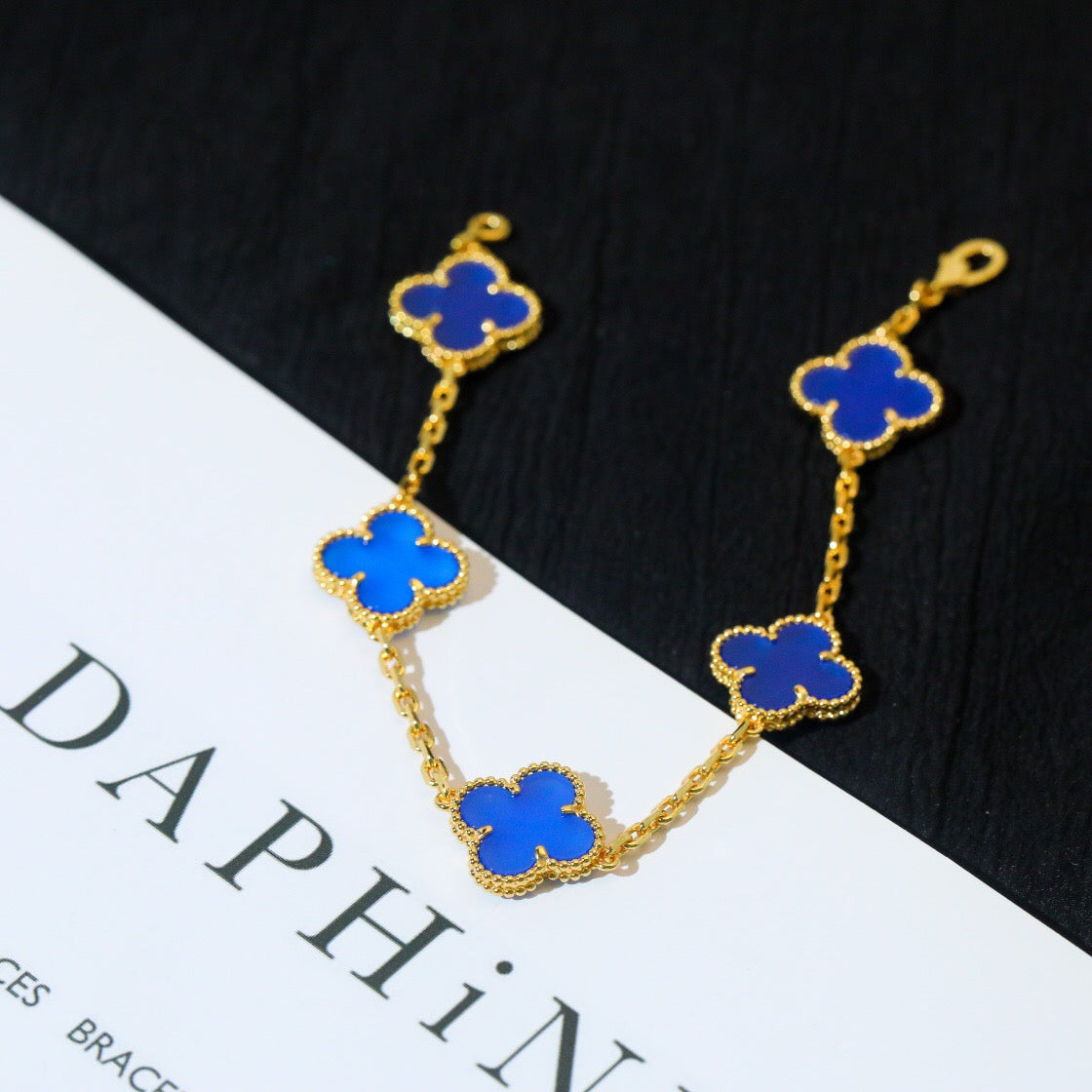 [Eternal Jewellery] Four-Leaf Clover Five Elements Blue Chalcedony Bracelet