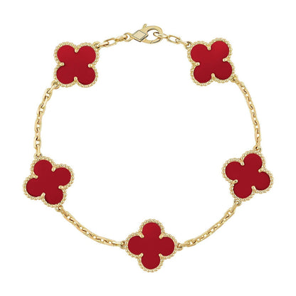[Eternal Jewelry] CLOVER 5 MOTIF RED CORNELIAN BRACELET COLLECTION