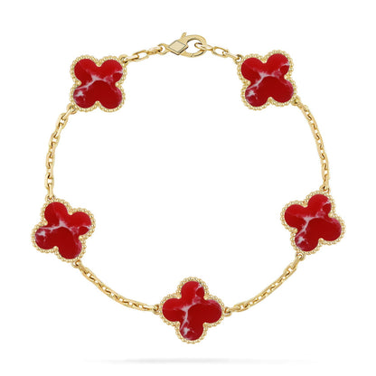 [Eternal Jewelry]CLOVER 5 MOTIF RED PATTERN BRACELET COLLECTION