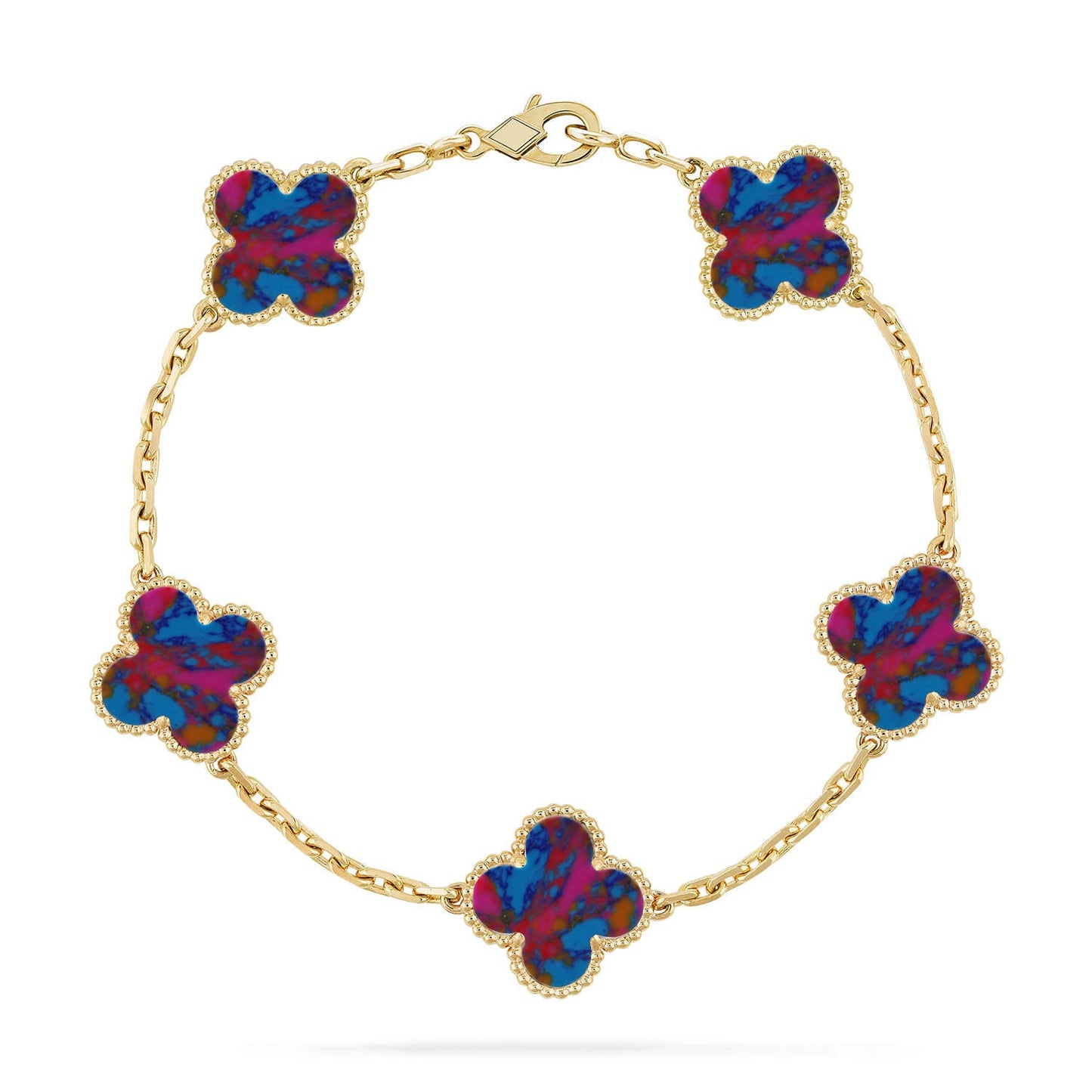 [Eternal Jewelry]CLOVER 5 MOTIF COLOR GEMSTONES BRACELET COLLECTION