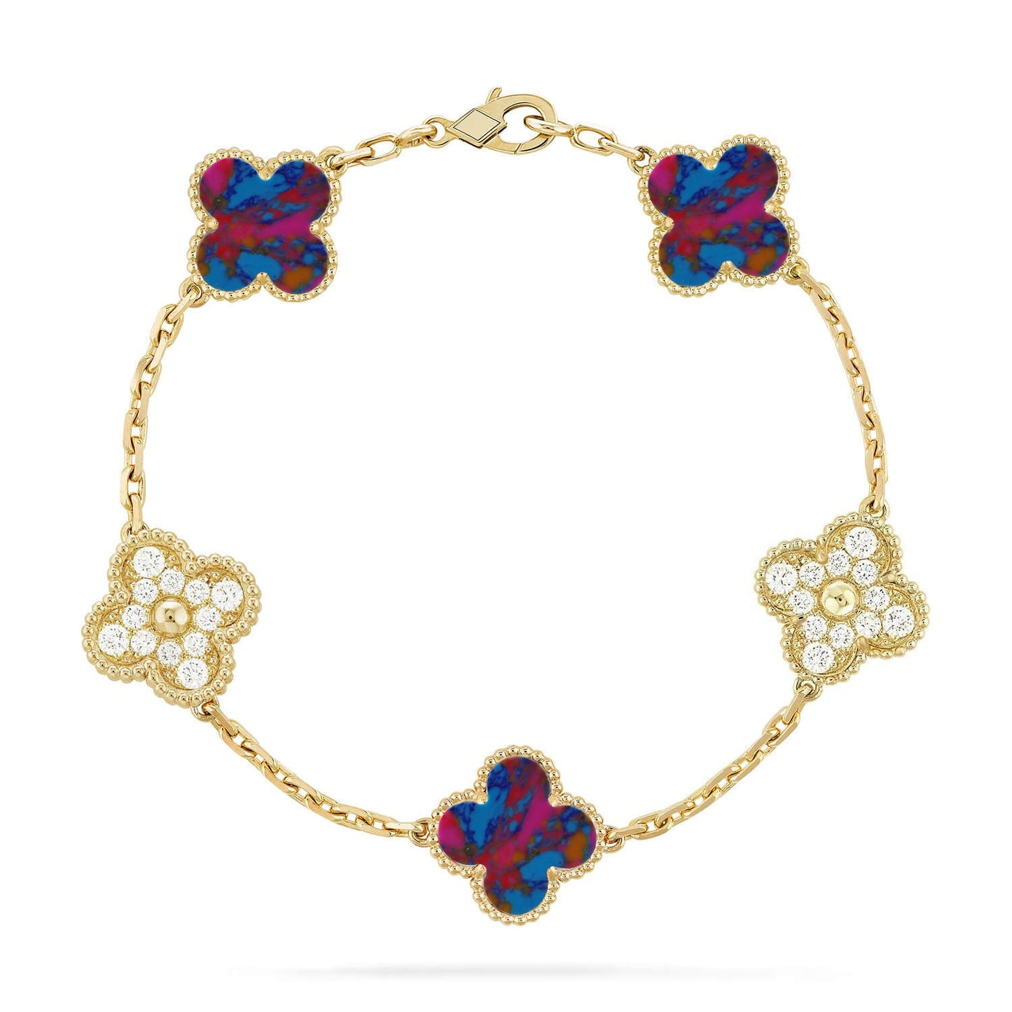 [Eternal Jewelry]CLOVER 5 MOTIF COLOR GEMSTONES BRACELET COLLECTION