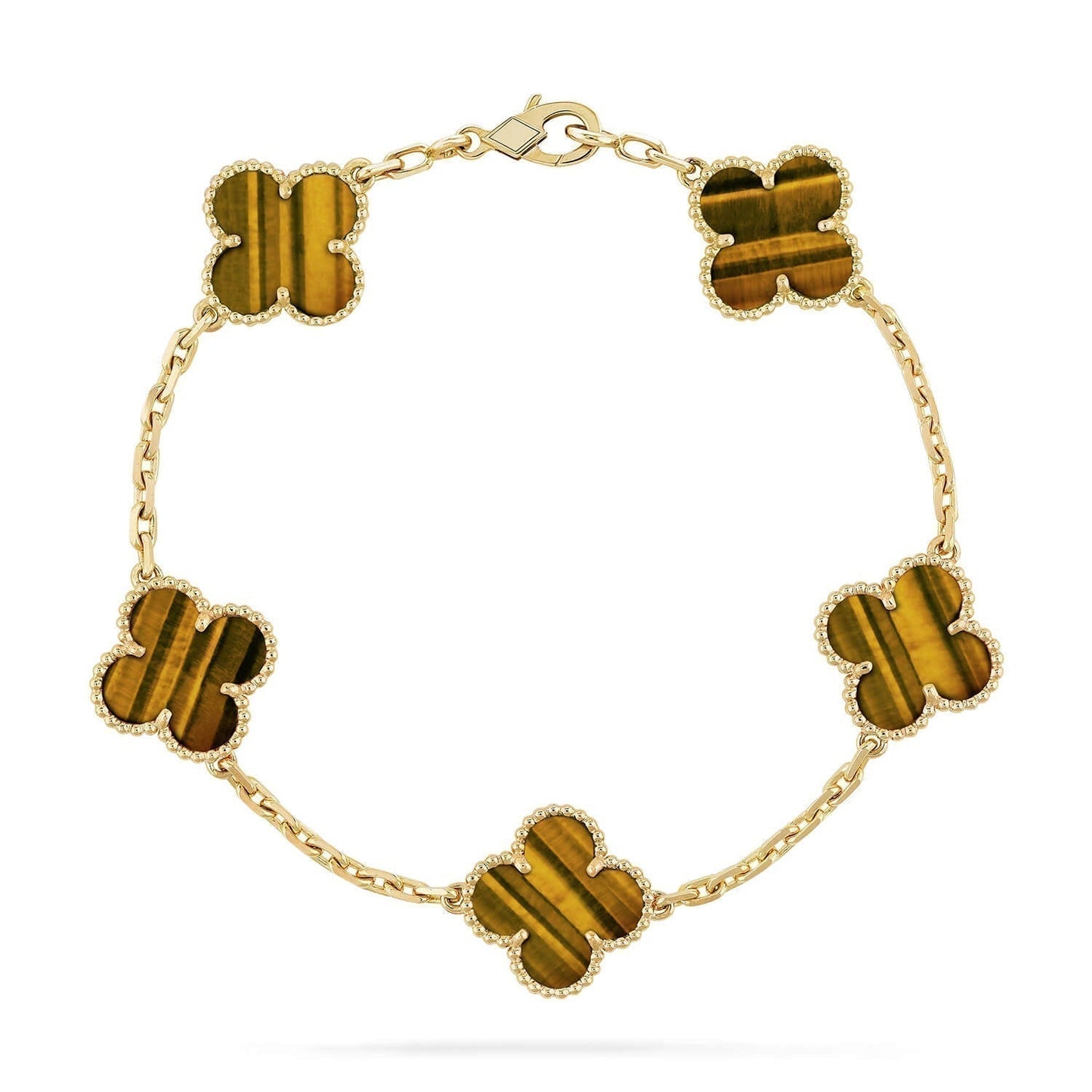 [Eternal Jewelry]CLOVER  5 MOTIFS TIGER EYE BRACELET