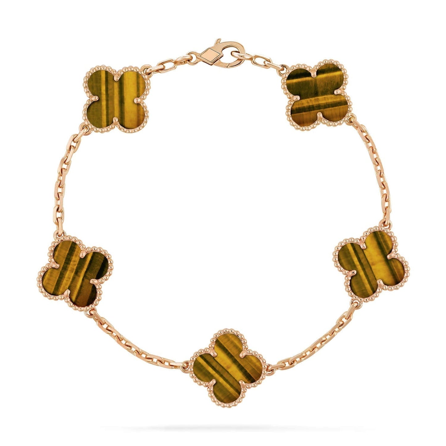 [Eternal Jewelry]CLOVER  5 MOTIFS TIGER EYE BRACELET
