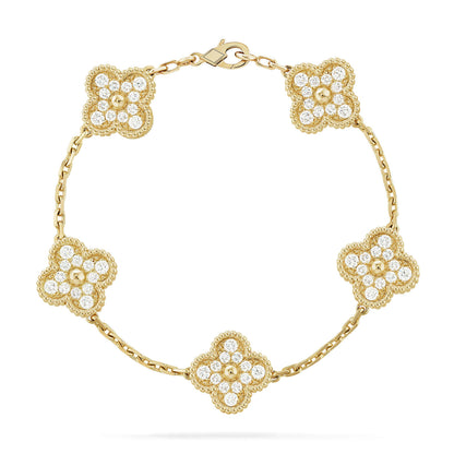 [Eternal Jewelry]CLOVER 5 MOTIFS  FULL DIAMOND BRACELET