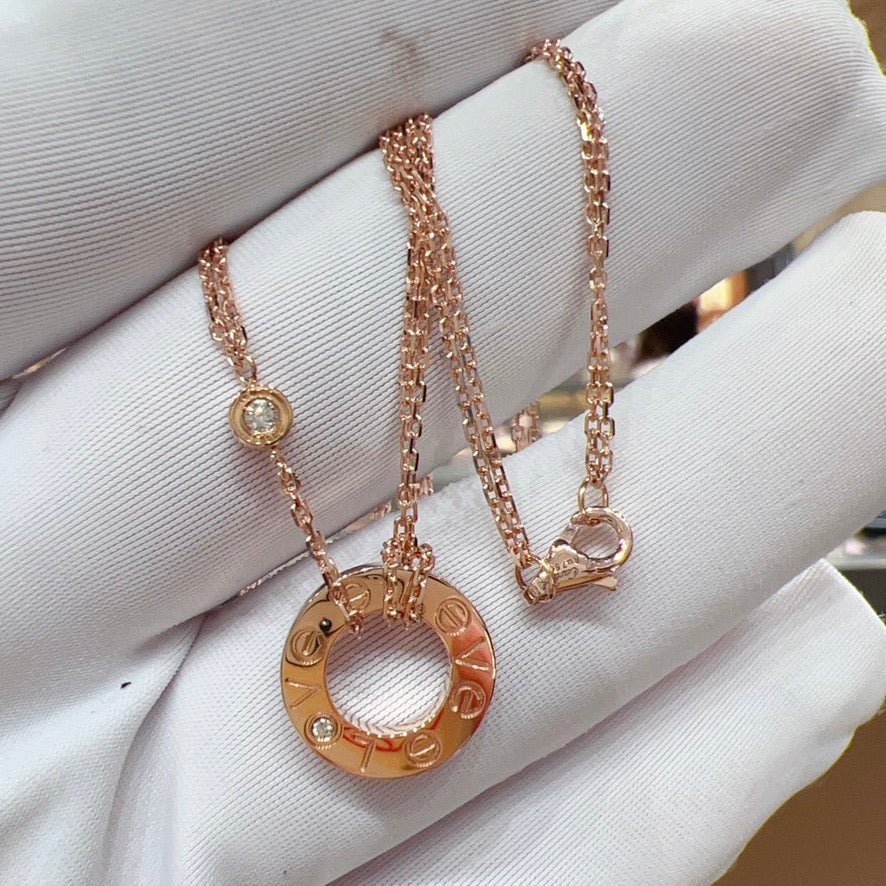[Eternal Jewelry]LOVE NECKLACE 16MM 2 DIAMONDS