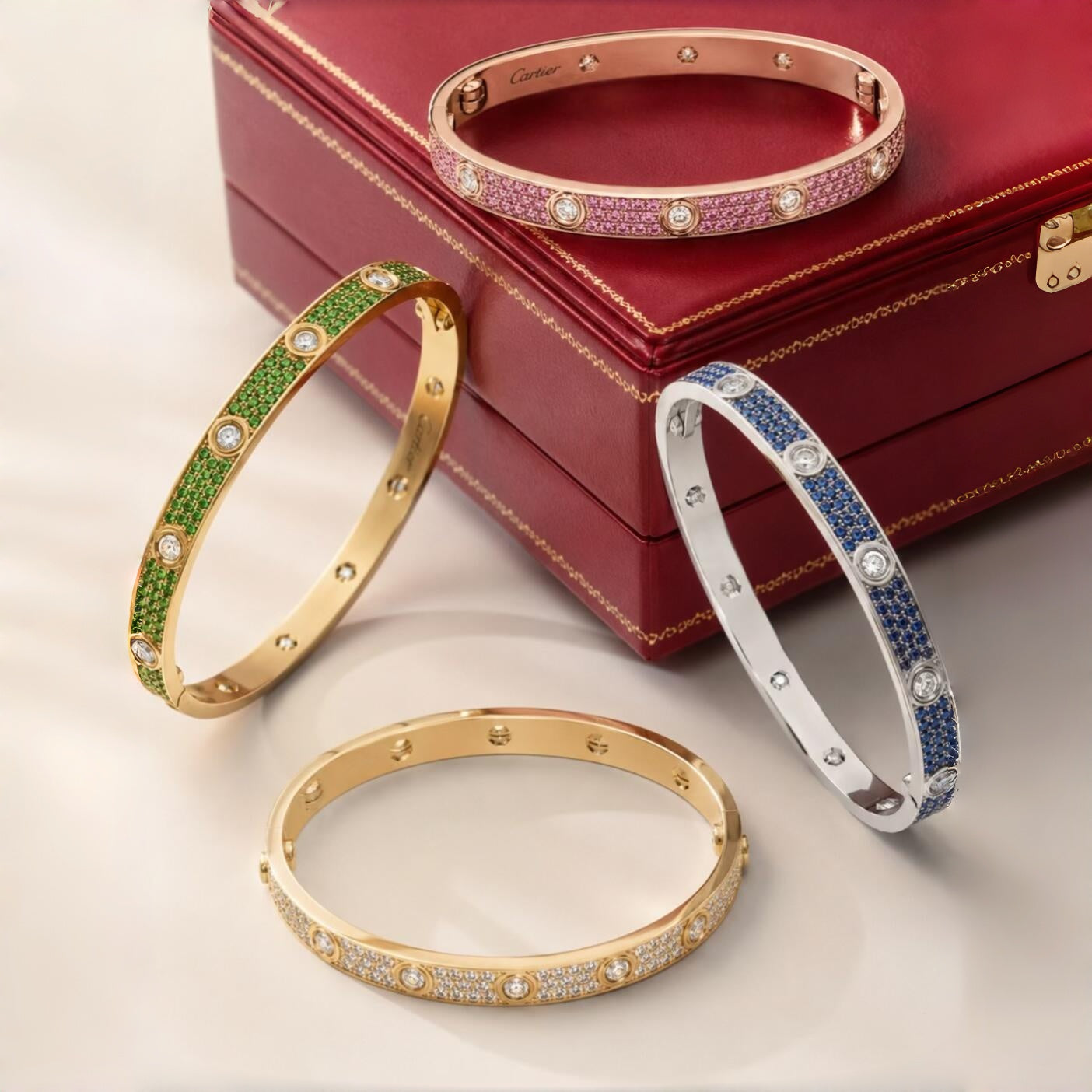 [Eternal jewelry]2026 PAVE GEMSTONE LOVE BRACELET 6.1MM 10 DIAMONDS