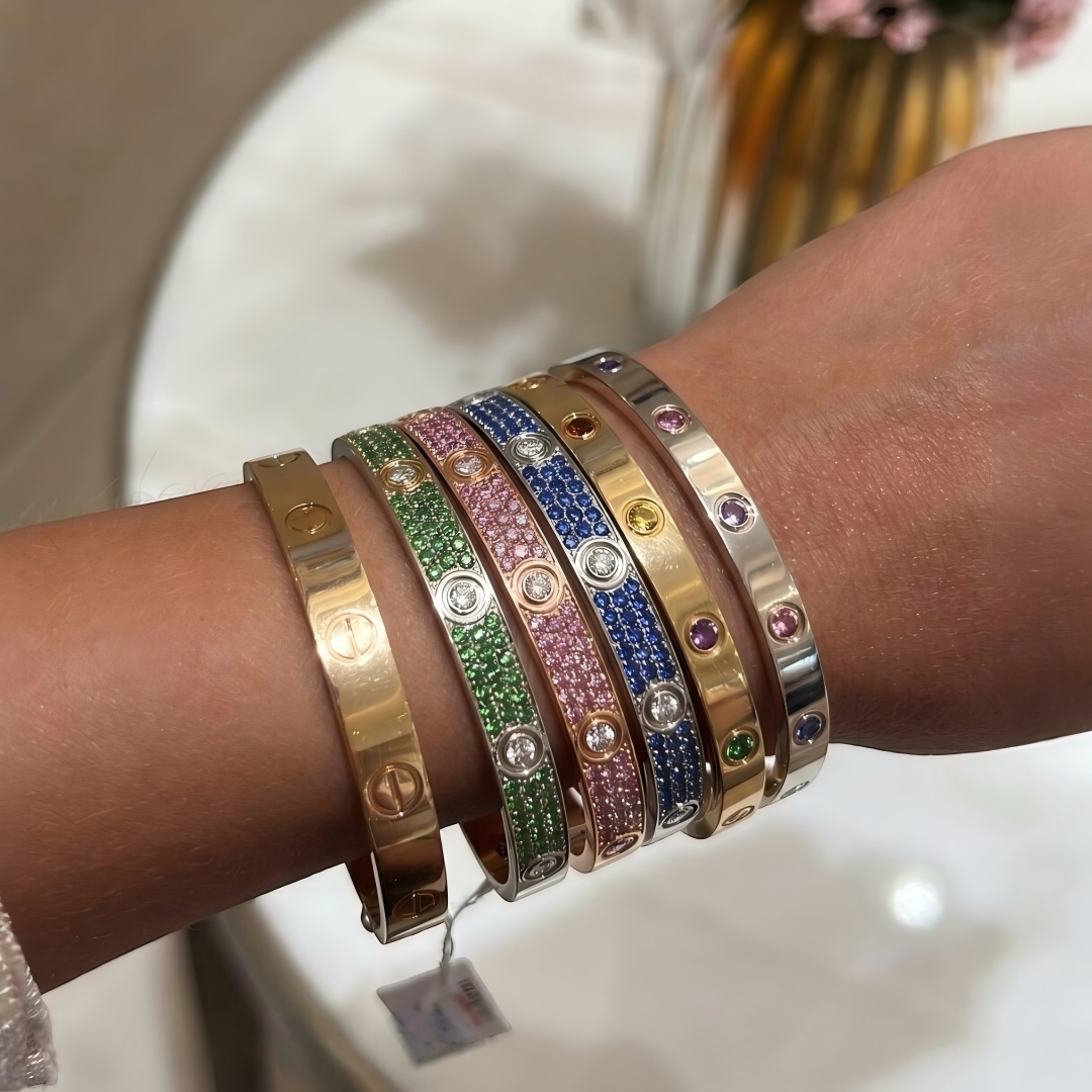 [Eternal jewelry]2026 PAVE GEMSTONE LOVE BRACELET 6.1MM 10 DIAMONDS