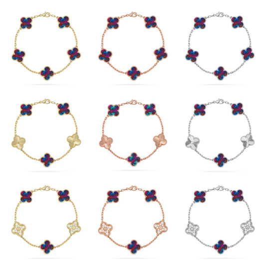 [Eternal Jewelry]CLOVER 5 MOTIF COLOR GEMSTONES BRACELET COLLECTION