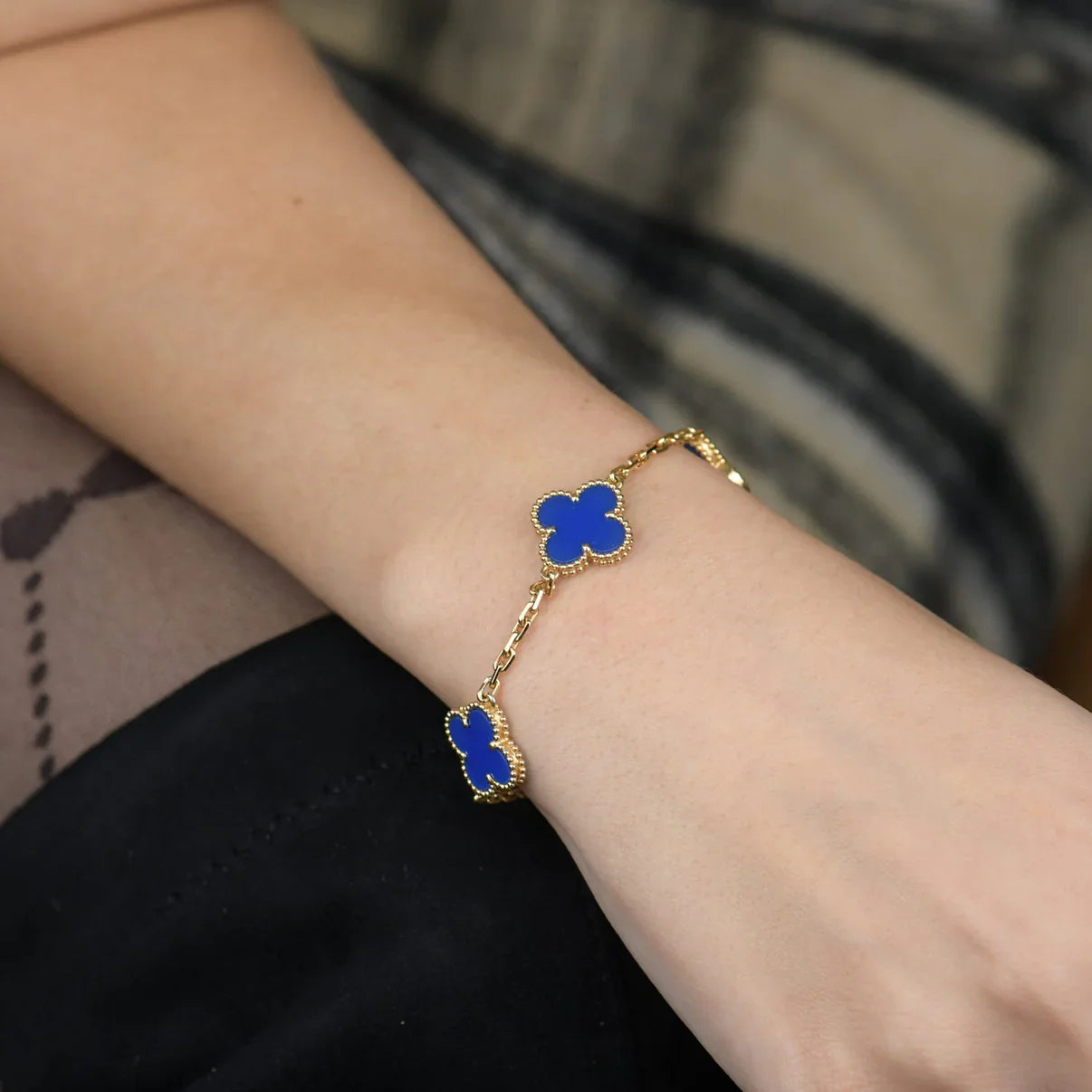 [Eternal Jewelry] CLOVER 5 MOTIF BLUE AGATE BRACELET COLLECTION