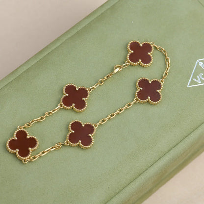 [Eternal Jewelry] CLOVER 5 MOTIF RED CORNELIAN BRACELET COLLECTION