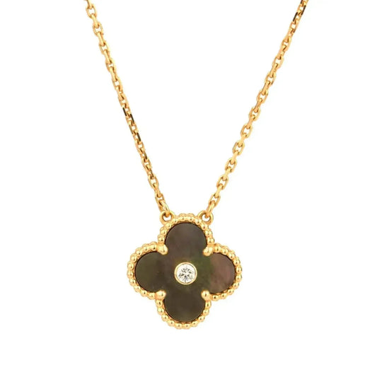 [Eternal Jewelry]CLOVER 15MM DIAMOND AND MOTHER-OF-GREY NECKLACE