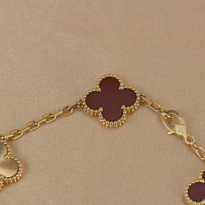 [Eternal Jewelry] CLOVER 5 MOTIF RED CORNELIAN BRACELET COLLECTION