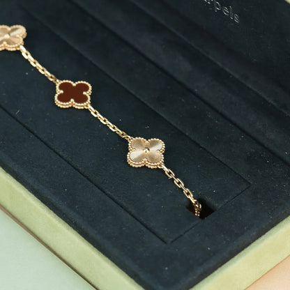 [Eternal Jewelry] CLOVER 5 MOTIF RED CORNELIAN BRACELET COLLECTION