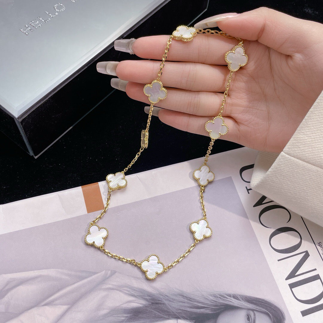 [Eternal Jewelry]CLOVER 10 MOTIFS WHITE MOTHER OF PEARL NECKLACE