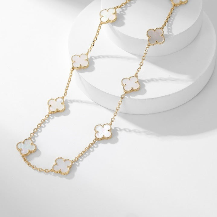 [Eternal Jewelry]CLOVER 10 MOTIFS WHITE MOTHER OF PEARL NECKLACE