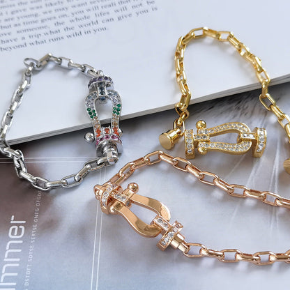[Eternal Jewelry]FORCE LARGE HORSESHOE CLASP  METAL BRACELET