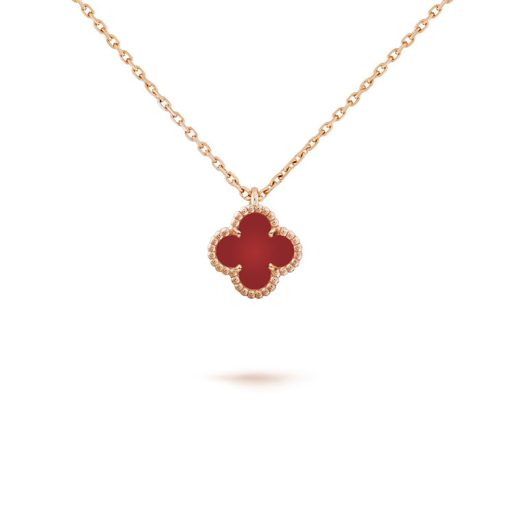 [Eternal Jewelry]CLOVER MINI 9.5MM WHITE CARNELIANS NECKLACE