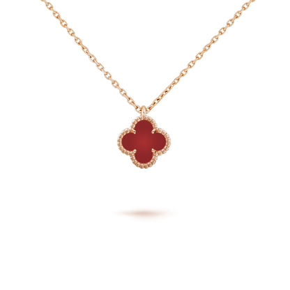 [Eternal Jewelry]CLOVER MINI 9.5MM WHITE CARNELIANS NECKLACE