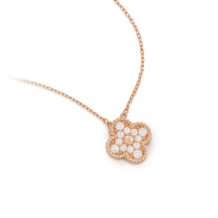 [Eternal Jewelry]CLOVER 15MM DIAMOND SINGLE FLOWER NECKLACE