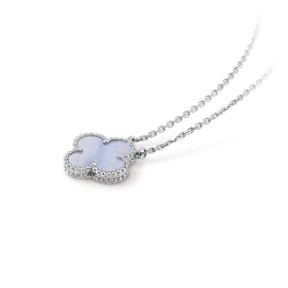 [Eternal Jewelry]CLOVER 15MM BLUE CHALCEDONY NECKLACE SILVER