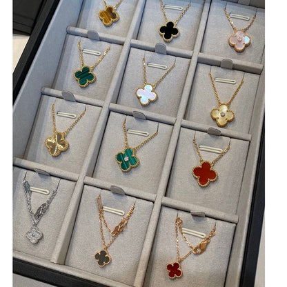 [Eternal Jewelry]CLOVER 15MM DIAMOND SINGLE FLOWER NECKLACE