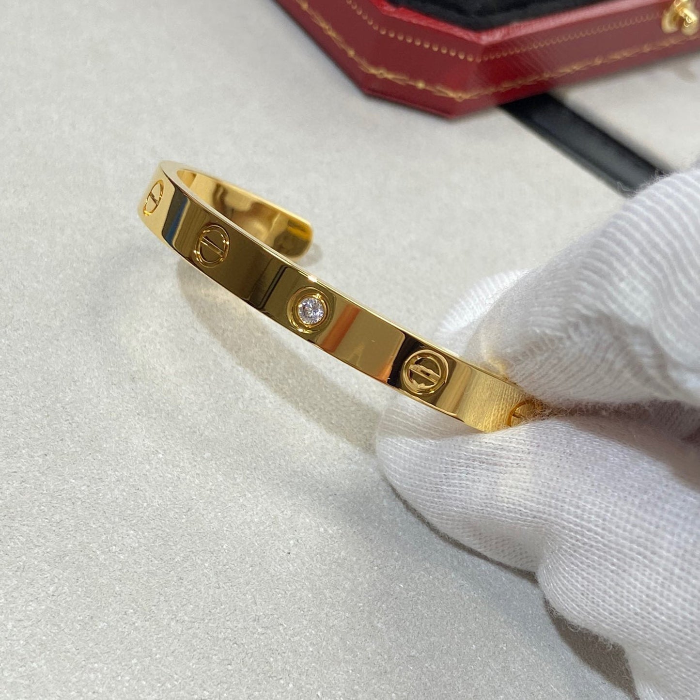 [Eternal Jewelry]LOVE BRACELET 6.1MM 1 DIAMOND OPEN CUFF