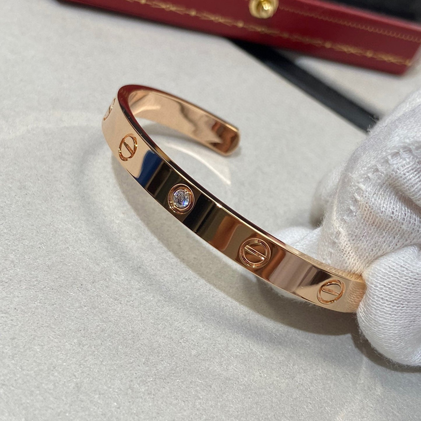 [Eternal Jewelry]LOVE BRACELET 6.1MM 1 DIAMOND OPEN CUFF