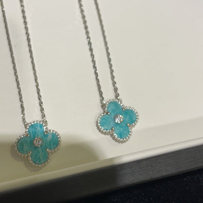 [Eternal Jewelry]CLOVER 15MM DIAMOND SVRES PORCELAIN  NECKLACE SILVER