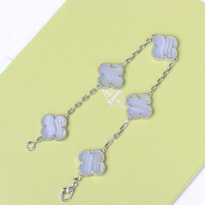 [Eternal Jewelry]CLOVER  5 MOTIF PURPLE CHALCEDONY BRACELET SILVER