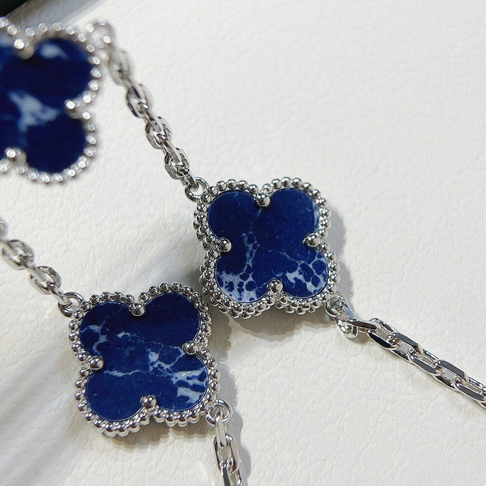 [Eternal Jewelry]CLOVER 5 MOTIF PIETERSITE SILVER BRACELET