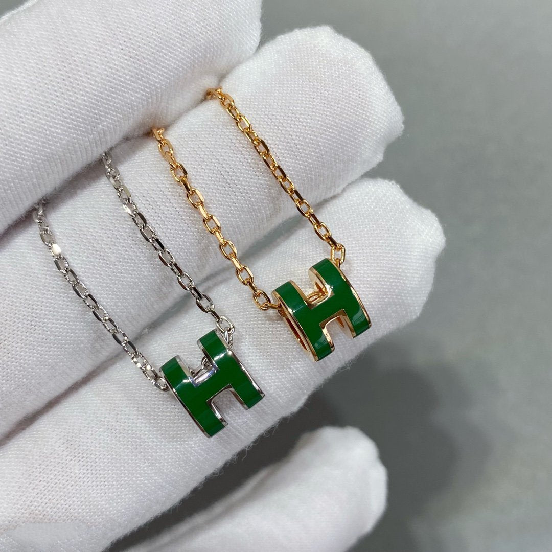 [Eternal Jewelry]POP H GREEN NECKLACE SILVER AND GOLD