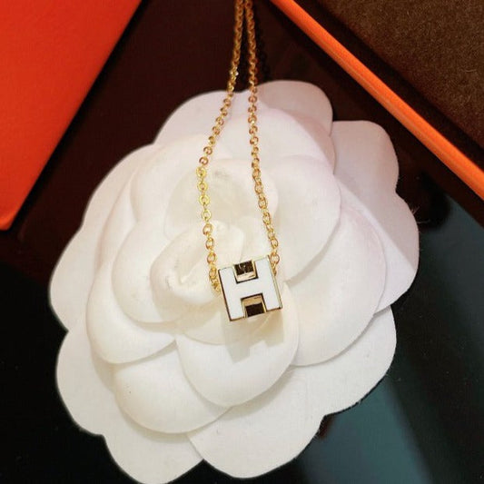 [Eternal Jewelry]H WHITE SQUARE GOLD NECKLACE