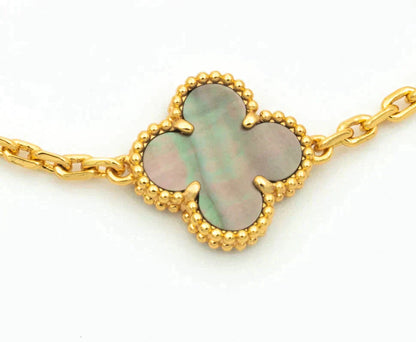 [Eternal Jewelry]CLOVER 5 MOTIF GRAY MOP DIAMOND BRACELET