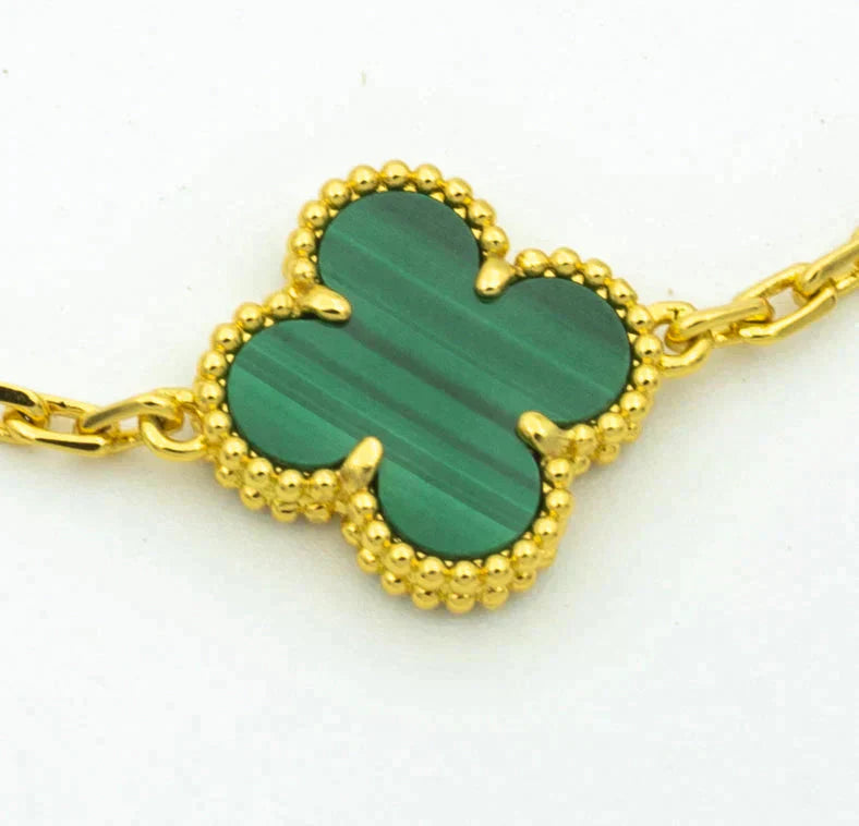 [Eternal Jewelry]CLOVER  5 MOTIF MALACHITE DIAMOND BRACELET