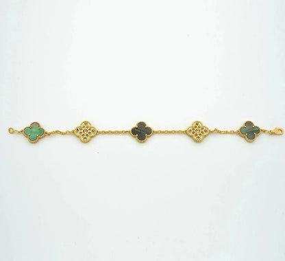 [Eternal Jewelry]CLOVER 5 MOTIF GRAY MOP DIAMOND BRACELET