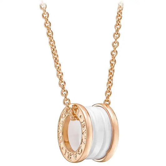 [Eternal Jewelry]ZERO 1 WHITE CERAMIC PINK GOLD DIAMOND NECKLACE