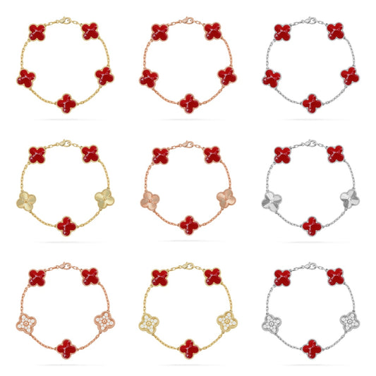 [Eternal Jewelry]CLOVER 5 MOTIF RED PATTERN BRACELET COLLECTION