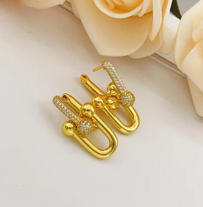 [Eternal Jewelry]TF HORSESHOE BUCKLE DIAMOND EARRINGS